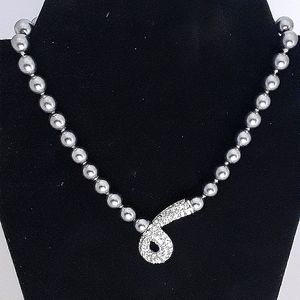 Rare Nolan Miller Vintage Gray Faux Pearl Necklace